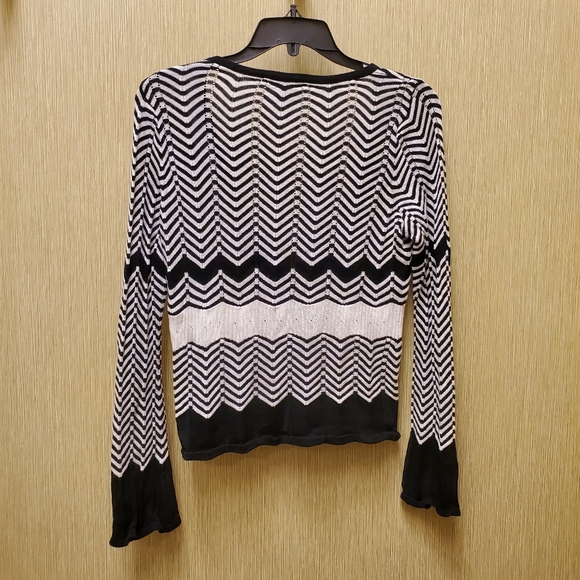 Y2K White House Black Market One Button Cardigan B&W Sz M - Picture 6 of 8